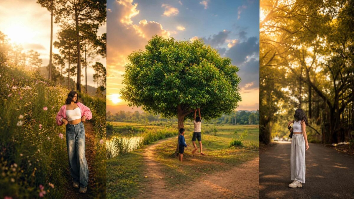 Haryana Preset AI Photo Editing Prompt | Cinematic Forest Road Photography Style